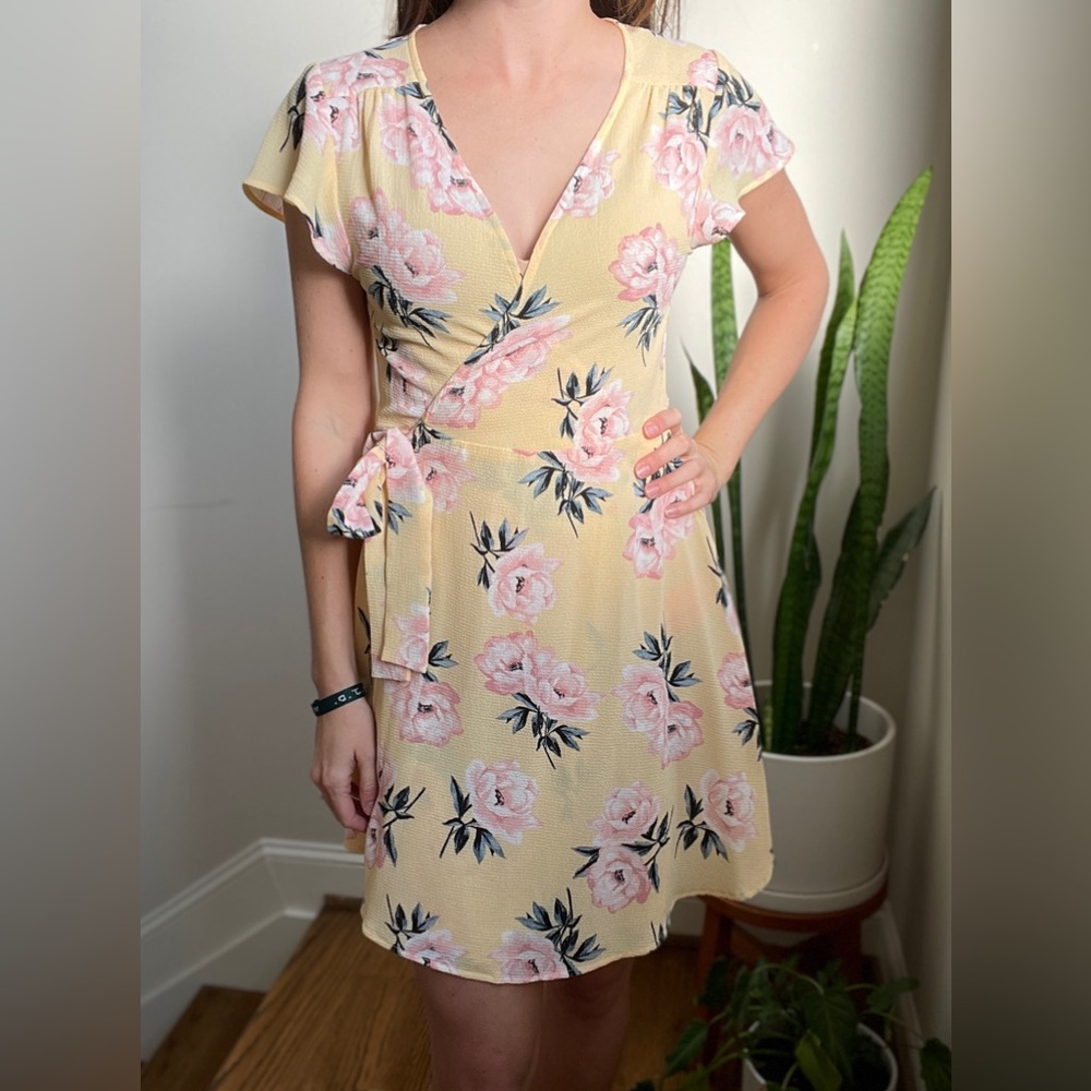 Charlotte Russe yellow wrap dress
